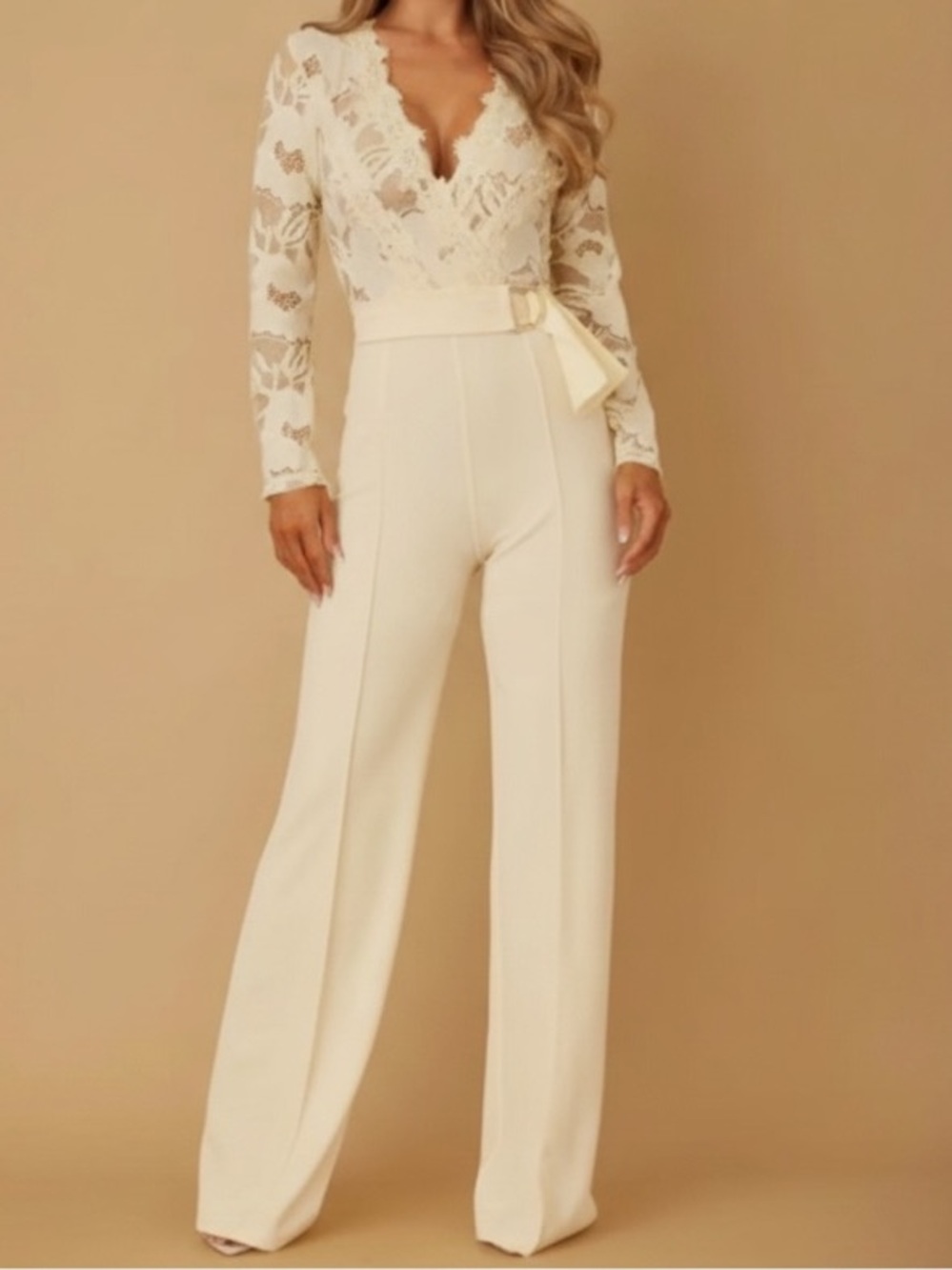 Emprada Ivory Floral Lace Jumpsuit NEW Medium
